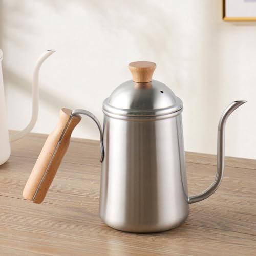 Chaleira de Pescoço de Ganso de café, Cafeteira de Aço Inoxidável de 650ml Com Bico Longo e Estreito