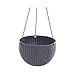 Produktbild Cratone Körbe Blumenampel Strick Halterung Set Haken Hängeampeln Hängepflanztopf Rattan Design Für Zuhause Balkon Hof Garten Grau