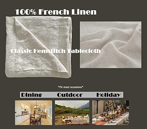 L Linen World 100% European Linen Tablecloth,60X90Inch Natural Flax Rectangular Oblong Table Cloth-Natural French Flax Tabletop Decoration, For Kitchen,Dining,Party,Indoor,Outdoor Daily Use #TOP3