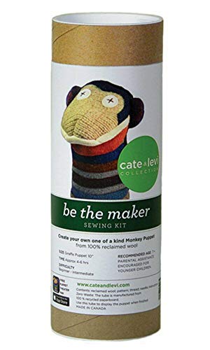 Cate & Levi - Hand Puppet Making Kit - Premium Reclaimed Wool - Machine Washable (Monkey)