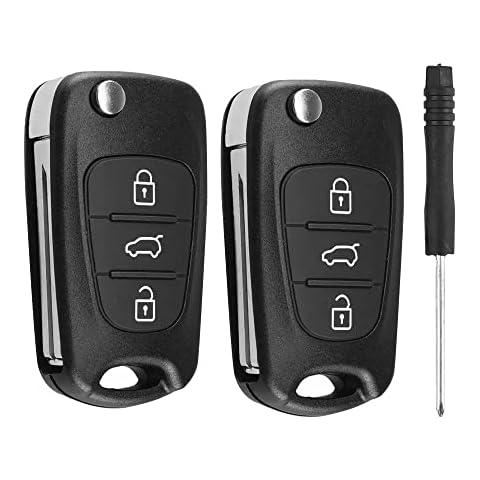 SPTwj 2 Pack 3 Buttons Car Key Fob Case Replacement Compatible with Hyundai i20 i30 i35 iX20 iX35 and Kia Ceed Soul Sportage Venga Remote Control Folding Car Key Shell Case Accessories Cover