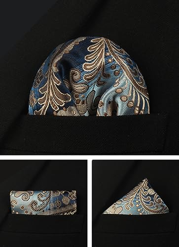Image of Paisley Floral Mens Tie Formal Necktie Pocket Squares Ties Clips Cufflinks Classic for Men Set
