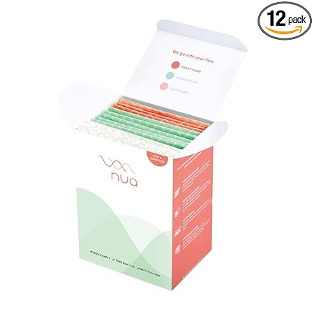 Nua Ultra Thin Sanitary Pads For Women | Super Absorbent | Cottony Soft | Pack of 12 Pads - 3 Heavy Flow Pads, 5 Medium Flow Pads And 4 Light Flow Pads | Rash And Toxins Free | Free Disposal Cover