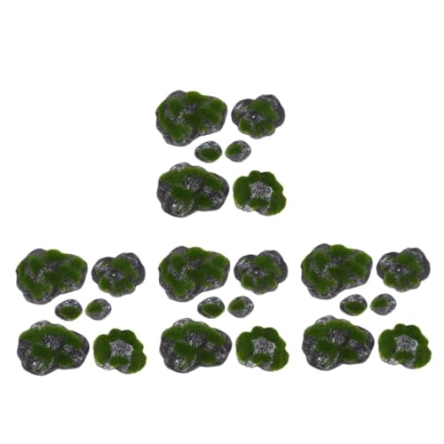 MAGICLULU 4 Juegos Musgo Artificial Decoraciones Redondas Cubo De Flores Galvanizado Piedras Artificiales Plantas Verdes Artificiales Lienzo Especial Plantas Retro Espejo Anticaída PVC Suave