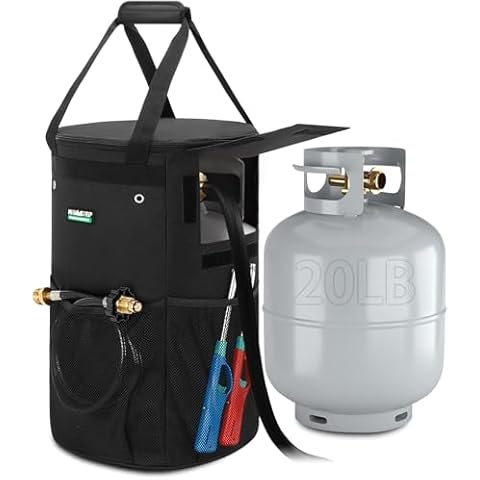 Propane Tank Cover Bag 20lb, WITSTEP Heavy Duty Propane Tank Cover Carrier Bag with Side Flip Flap and 4 ventilated holes, Water & Wear Resistant Propane Cylinder Storage Bag for Home & Outdoor Use Cover