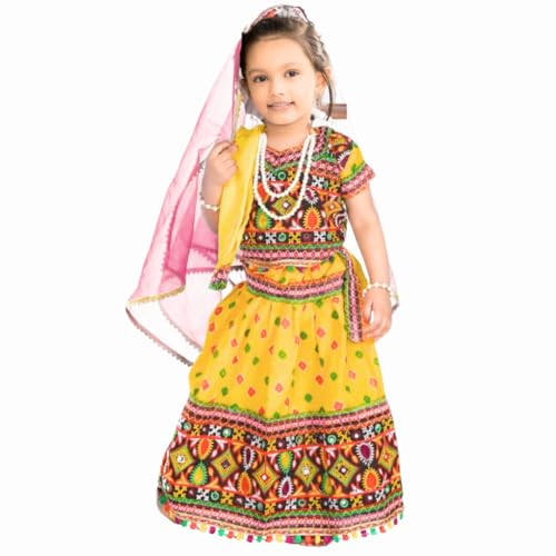 Storio Little Radha Dress Set with Lehenga, Choli, Dupatta, Gajra, Mang Tika, and Kan Kundal, Brocade Fabric Janmashtami Mythological Character Costume, Traditional Fancy Dress (B0DBD8273D) Amazon Price History, Amazon Price Tracker