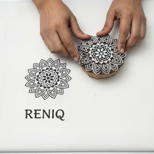 Image of RENIQ Wooden Printing Block for Fabric & DIY Craft | Handcrafted Indian Design Stamp for Textile, Pottery, Mehndi & Home Decor (Multicolor2)
