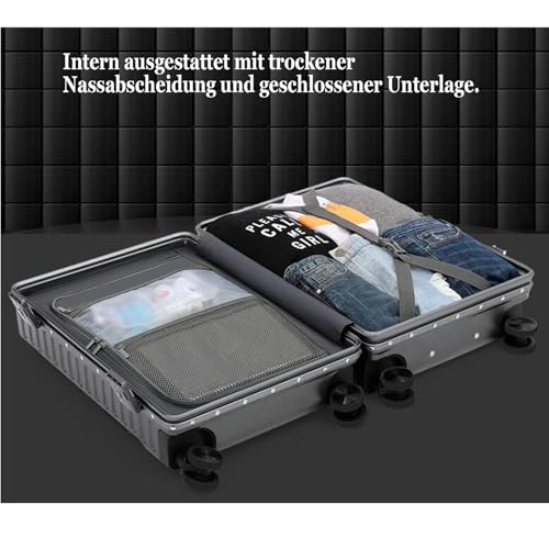 Suitcase, suitcase hard shell with front opening USB socket and STA suitcase,Black,24in3