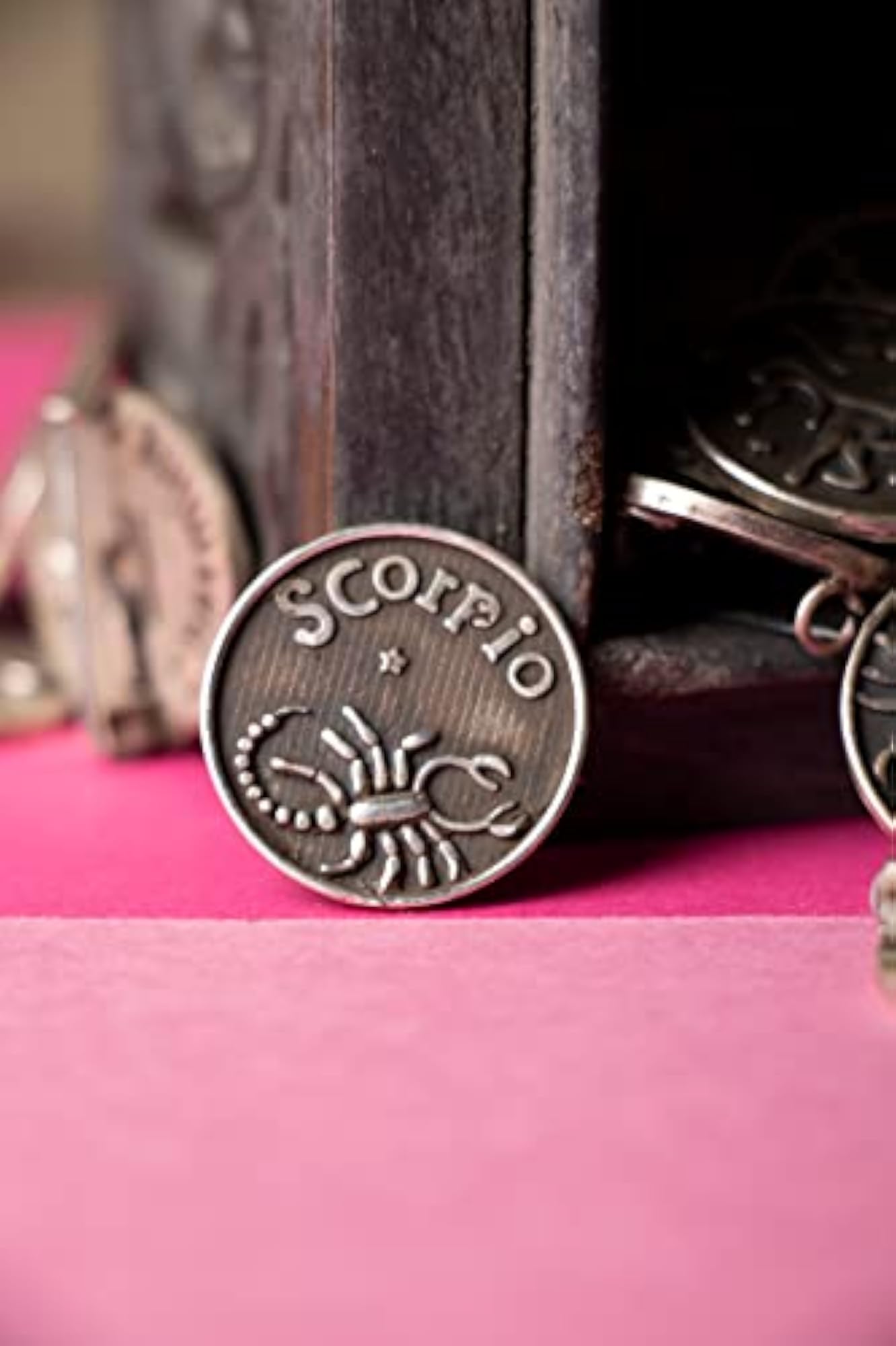 925 Sterling Silver Scorpio Sun Sign Brooch, Handcrafted Oxidized