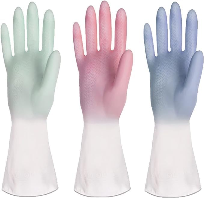 FAM A Pair Of House Hold Cleaning Gloves - Gloves Kitchen - Rubber Gloves For Cleaning - Reusable Kitchen Gloves Medium Size - Gloves Latex Free for Household