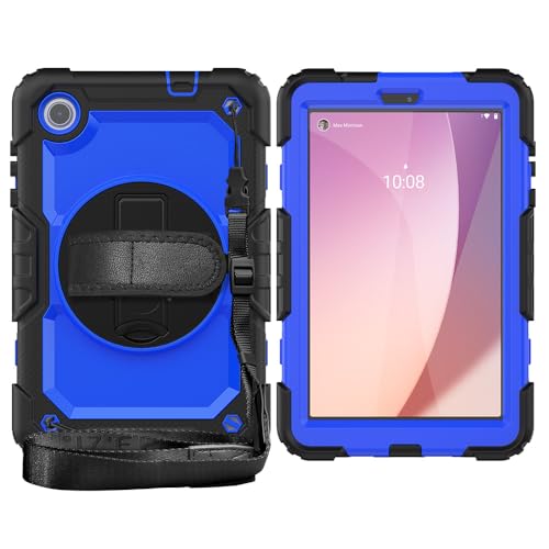 Étui rotatif Lenovo Tab M8 Gen 4 2024 avec protège-écran et support bleu