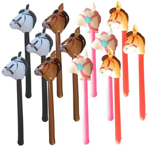Cheval bâton gonflable en PVC x12 pour anniversaire cow-girl et fête d'Halloween