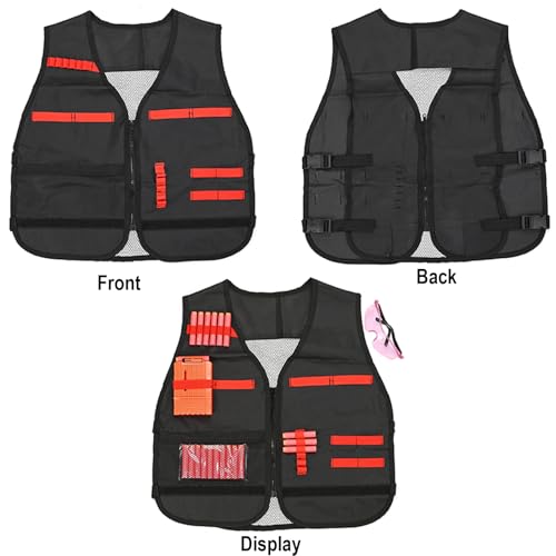 LUUFAN Zipper Tactical Vest Kit für NERF Guns mit Refill Darts, Wrist Band, Reload Clips, taktische Maske und Schutzbrille für Geburtstag Party Thanksgiving Geschenk