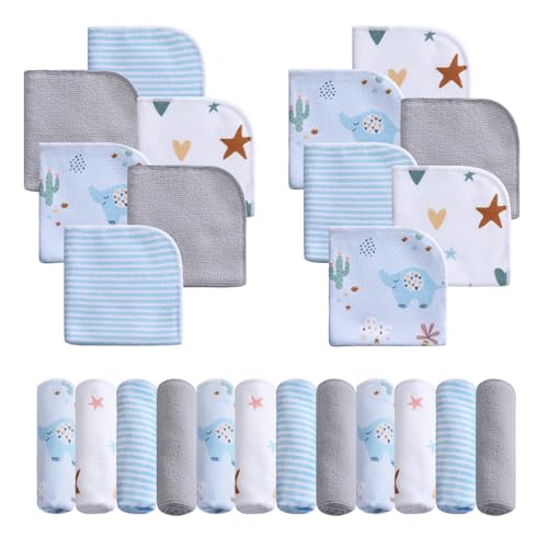 Image of Viviland Baby Washcloths 24 Pack, Toddler Wash Cloths for Bath, Super Soft & Absorbent Bath Towel for Newborn and Infants, Baby Towels Care for Baby's Sensitive Skin