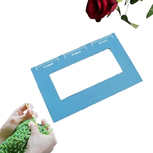 Cross Stitch Magnetic Line Finder & Knitting Pattern Holder - Strong Magnetic Sewing Positioning Tool with Scale, Embroidery Aid Ruler for Beginners, Stitching Guide (1pcs)