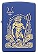 Zippo Sturmfeuerzeug - God Neptune, Royal Blue Matte, Laser Engrave - Nachfüllbar - Wiederverwendbar - Windfestes Design - Geschenkbox - Made in USA