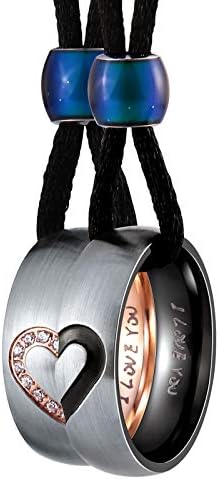 Aienid Best Friend Necklace,Stainless Steel Matching Couple Necklaces,Couple Heart Pendant,Matching Couple Necklaces for Him and Her,Matching Heart Necklace for Wedding