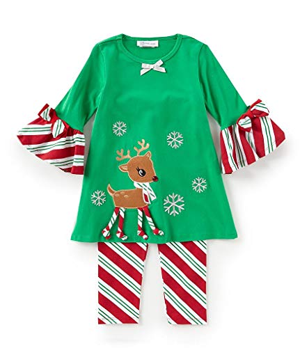 Image of Bonnie Jean 2T - 4T Toddler Girls Rudough Red Nose Reindeer Snowflake Dress Leggings Set
