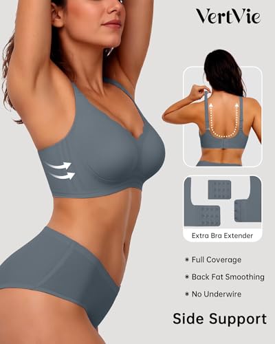 Image of Vertvie Women Seamless Jelly Bras No Underwire Supportive Wireless Push Up Full Coverage Bralette Comfy Scalloped T-Shirt Bra