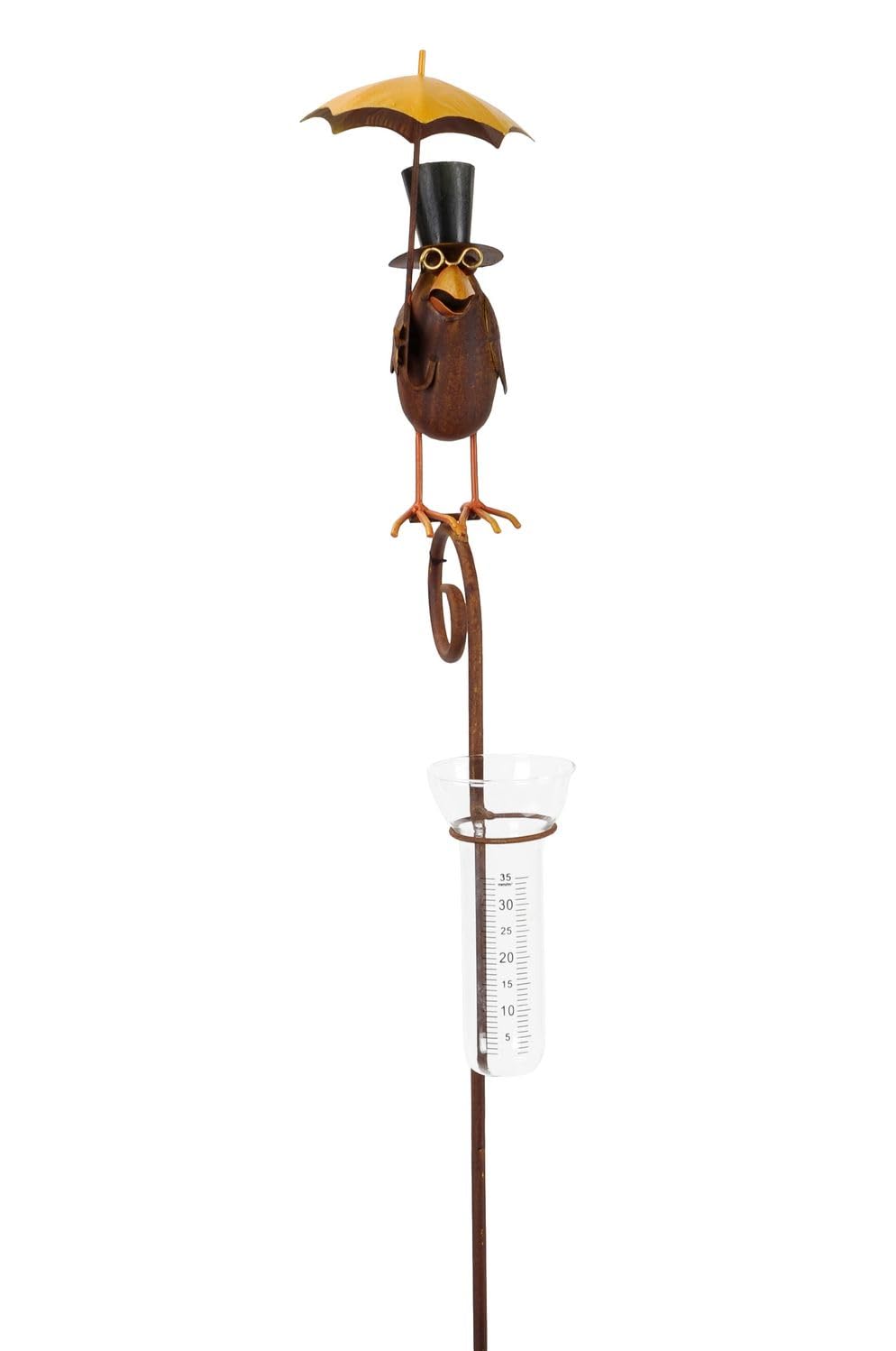 NETPROSHOP Regenmesser Rabe oder Frosch am Stab H: ca. 120 cm aus Metall u. Glas, Auswahl:Rabe Schirm auf - 3