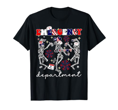 Emergency Department Skeleton Dancing ER Nurse 4th of July T-Shirt