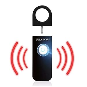 Erabos® Pocket Alarm T1000, Premium Model with Strobe LED Flash Light Signal, Professional Personal Alarm, Panic Alarm, Shrill Alarm, Emergency Alarm for the Whole Family