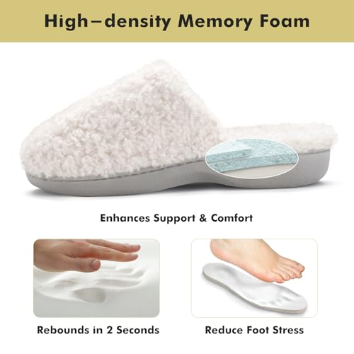 YOLIS Fuzzy Slippers for Women, Fluffy House Slippers with Memory Foam and Arch Support, Warm Cozy House Shoes for Indoor and Outdoor Wear Size 6-124
