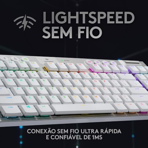 Teclado Mecânico Gamer Sem Fio Logitech G915 TKL com RGB LIGHTSYNC, USB ou Bluetooth, Controles de M