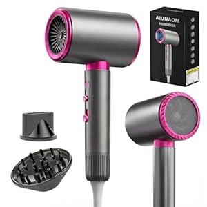 AIUNAOM Ionen Föhn Fön 2400W Haartrockner Konstanter, leiser Schnelltrockner mit Kalt-/Heißschalter Hair Dryer, 3 Geschwindigkeiten, Konzentrator und Diffusor, ideal für Zuhause, Salons und Reisen