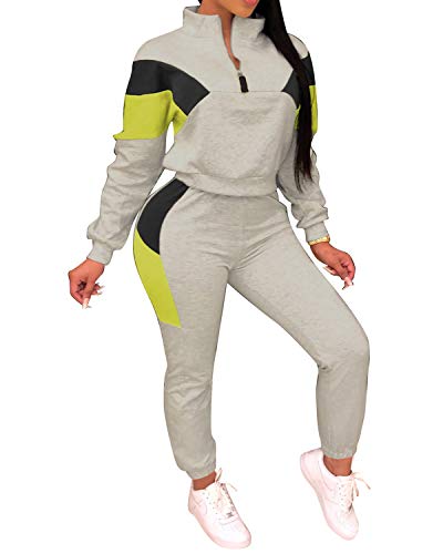 Women's Sweatsuits, 2 Piece Tracksuit Long Sleeve Pullover and Skinny Long Pants Outfits Set - Sport