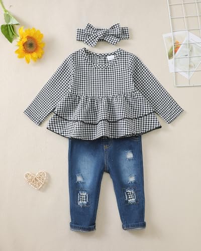 Image of Renotemy Baby Girl Clothes Toddler Girl Clothes Outfits Infant Clothing Jeans Pants Set Cute Clothes Set for Girls