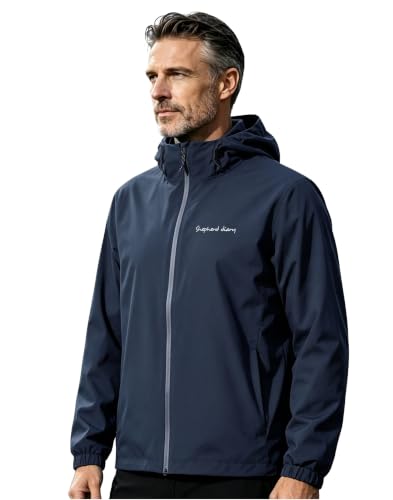 Image of Water Proof Jacket, Lightweight Zip Up Hoodie Men, Mens Rain Jacket Raincoat Windbreaker Running
