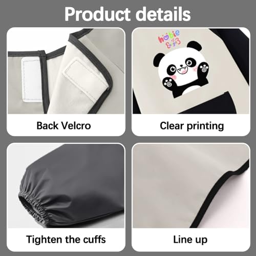 Mecmbj Malkittel Schule 1. klasse, Malerkittel Kind 7-12 jahre, langärmelige Bastelschürze Kinder für Jungen und Mädchen, malkittel schule für Kunst, Malen, Kochen, Essen, Aktivitäten(weiß schwarz)