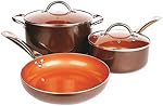 Copper Pan 10-Piece Luxury Induction Cookware Set Non-Stick, 21.5 x 11.5 x 11 inches