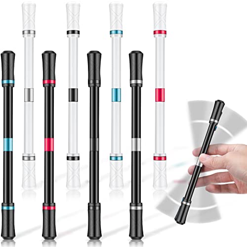 8 Pieces Pen Spinning Pens Flying Fidget Pen Spinner Mods Gaming Rotating Pen Spinning for Kids Teens Office Students Relieve Stress, Black and White