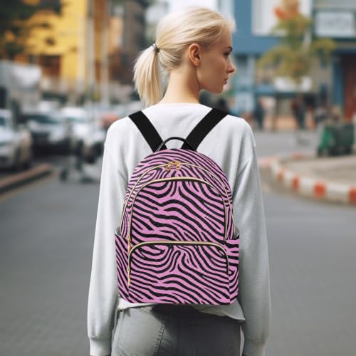 Mochila de gran capacidad para mujer con diseño casual Black Blush Zebras 7