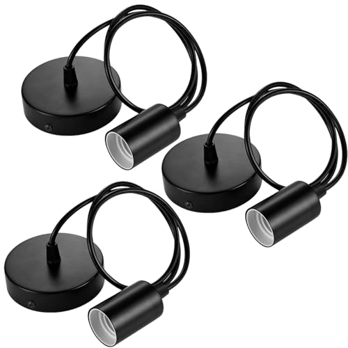 KFSCIP 3 PCS Pendant Light Fittings Black Pendant Light Fitting Ceiling Rose Lights Fitting Ceiling Pendant Fittings