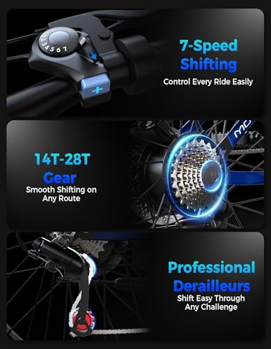Image of Misodo Electric Bike for Adults, 1500W Peak Mountain Ebike with 25 MPH, 65 Miles Range, 7 Speeds, 48V 10Ah Removable Battery 26 inch Ebike for Commute