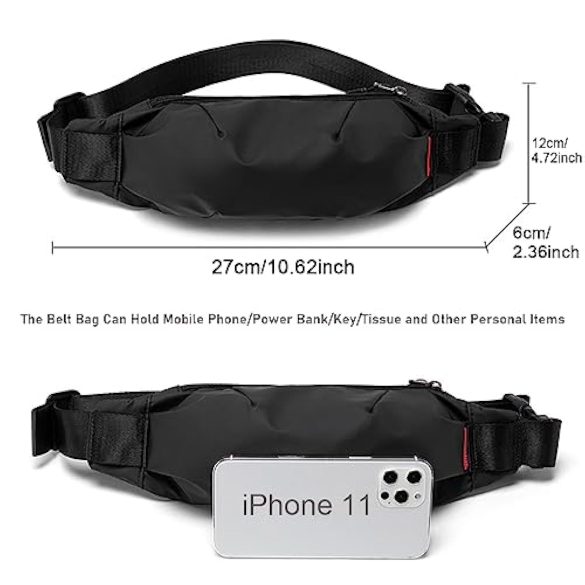 Black Crossbody Fanny Pack for Men and Women