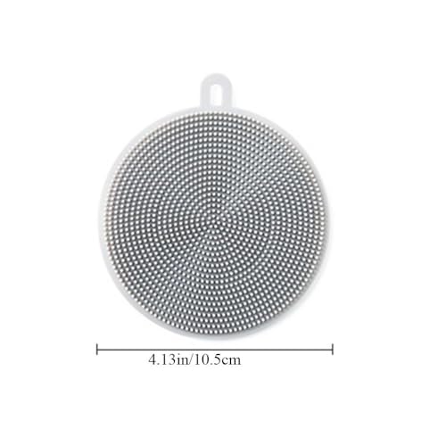 Image of 4 Pcs Silicone Dish Scrubber, Multipurpose Round Silicone Sponges Reusable Dish Brush for Kitchen Dishes Plate Fruits Vegetables Washing and Cleaning