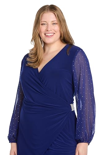 Image of Elegant Mini Cocktail Dress W /Sheer Rhinestone Balloon Sleeves