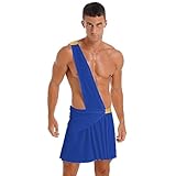 Yeahdor Men Toga Greek God Costume Mythology Adult Halloween Grecian Toga Cosplay Fancy Dress Blue X-Large
