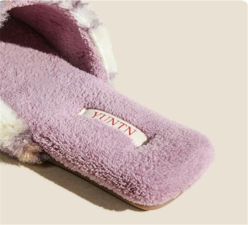Furry Plaid Sandals for Women Men High Class Luxurious Fleece Lined Slippers Elegant Non-slip House Shoes Indoor Outdoor3