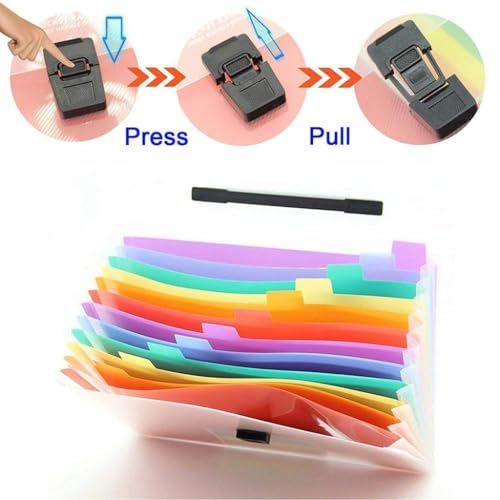 Image of Expandable A4 File Folder Organizer | Document Storage Bag with Multiple Pockets | Durable Multicolour Case for Office, School, Bank, Hospital & Home Use (13 Pocket Rainbow File)