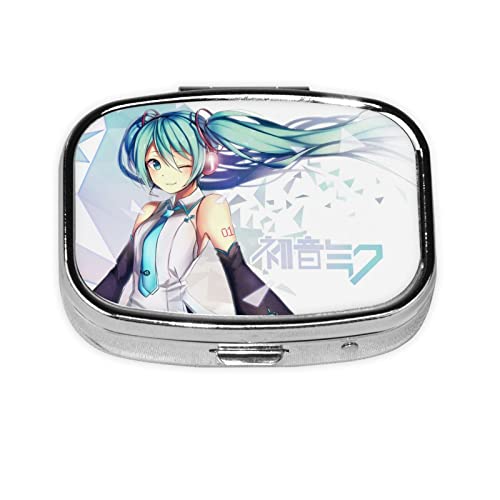 初音 ミク ピルケース 薬ケース 2段分割 長方形 ケース 薬入れ 錠剤ケース 習慣薬箱 サプリメントケース サプリケース 軽量 耐久性 飲み忘れ防止 携帯型 コンパクト