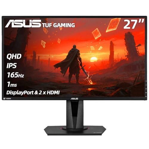 Image of ASUS TUF Gaming 27 inch 2K HDR Monitor - QHD (2560 x 1440), 165Hz, 1ms, Extreme Low Motion Blur, Speaker, G-SYNC Compatible, DisplayPort & 2 x HDMI, Height /Tilt /Pivot /Swivel, VESA, Black