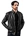 WenVen Men's Stand Collar Fleece Lined Bomber Faux Leather Jacket Warm Winter Coat