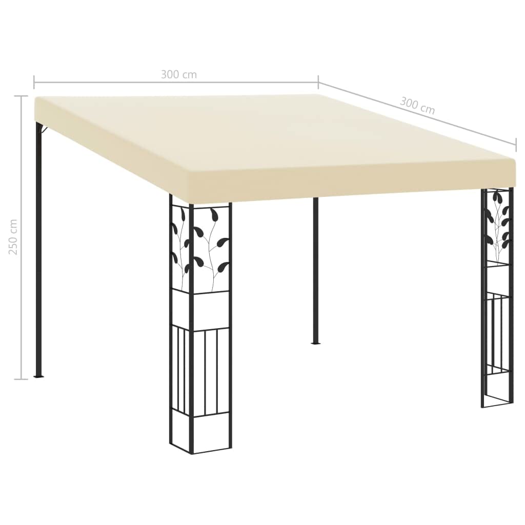 Pawilon ścienny, 3 x 3 x 2,5 m, kremowo-biały, stal malowana proszkowo, obicie poliestrowe, pawilon ogrodowy na taras, balkon, kemping, imprezę, grillowanie, imprezę w ogrodzie