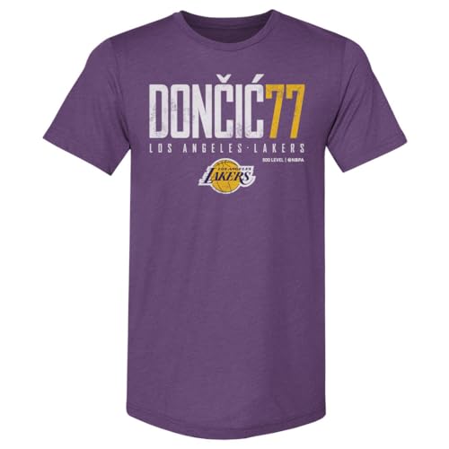 500 LEVEL Luka Doncic Los Angeles Lakers Men's Premium T-Shirt - Luka Doncic Los Angeles Lakers Elite WHT (Heather Purple, X-Large)