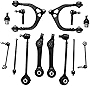 Titaniarm New 14 PCS Suspension Kits of lower Ball Joints, L & R Front Sway Bar Links, Inner & Outer Tie Rod Ends, Front Upper and Lower Control Arms and Lower Rear control Arms (RWD ONLY)